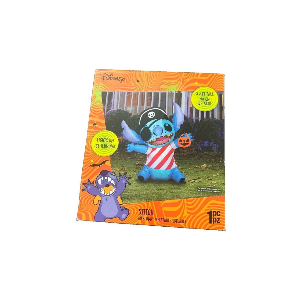 Disney Stitch Halloween Pirate Airblown Inflatable 3.2ft Light Up Gemmy